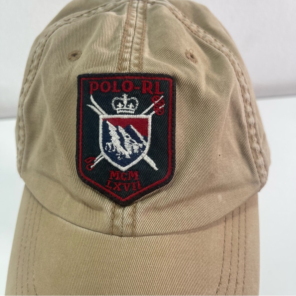 Vtg 90s Polo Ralph Lauren Hat Cap Mountain Patch Survival Rescue Leather Strap